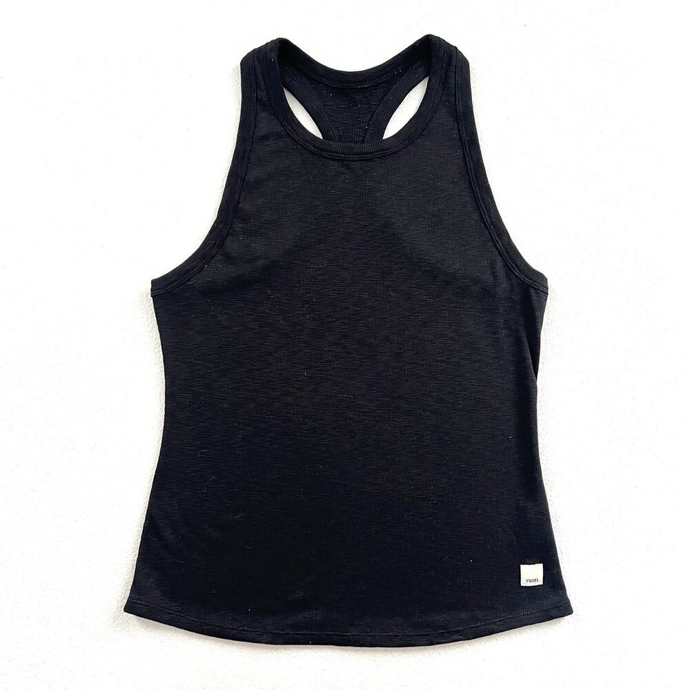 Vuori Women Black Sunrise High Neck Slub Rib Knit Racerback Tank Top VW1012 S